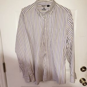 GAP OXFORD LONG SLEEVE BUTTON DOWN, Purple/Brown/White Stripe, MEN'S SIZE XL